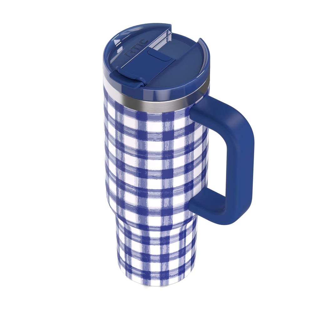 RTIC For Outdoor Road Trip Tumbler - Cobalt Gingham - Image 7