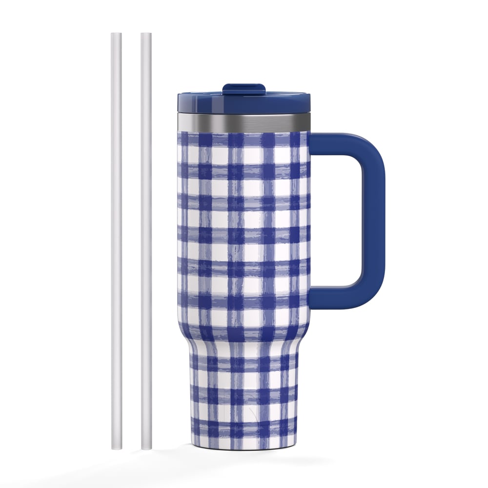 RTIC For Outdoor Road Trip Tumbler - Cobalt Gingham - Image 3