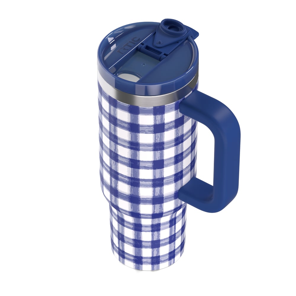 RTIC For Outdoor Road Trip Tumbler - Cobalt Gingham - Image 6
