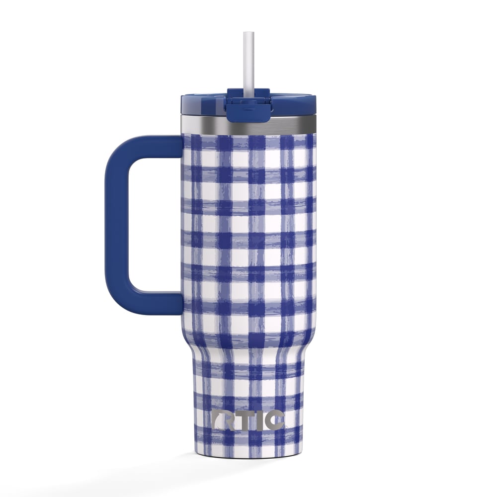 RTIC For Outdoor Road Trip Tumbler - Cobalt Gingham