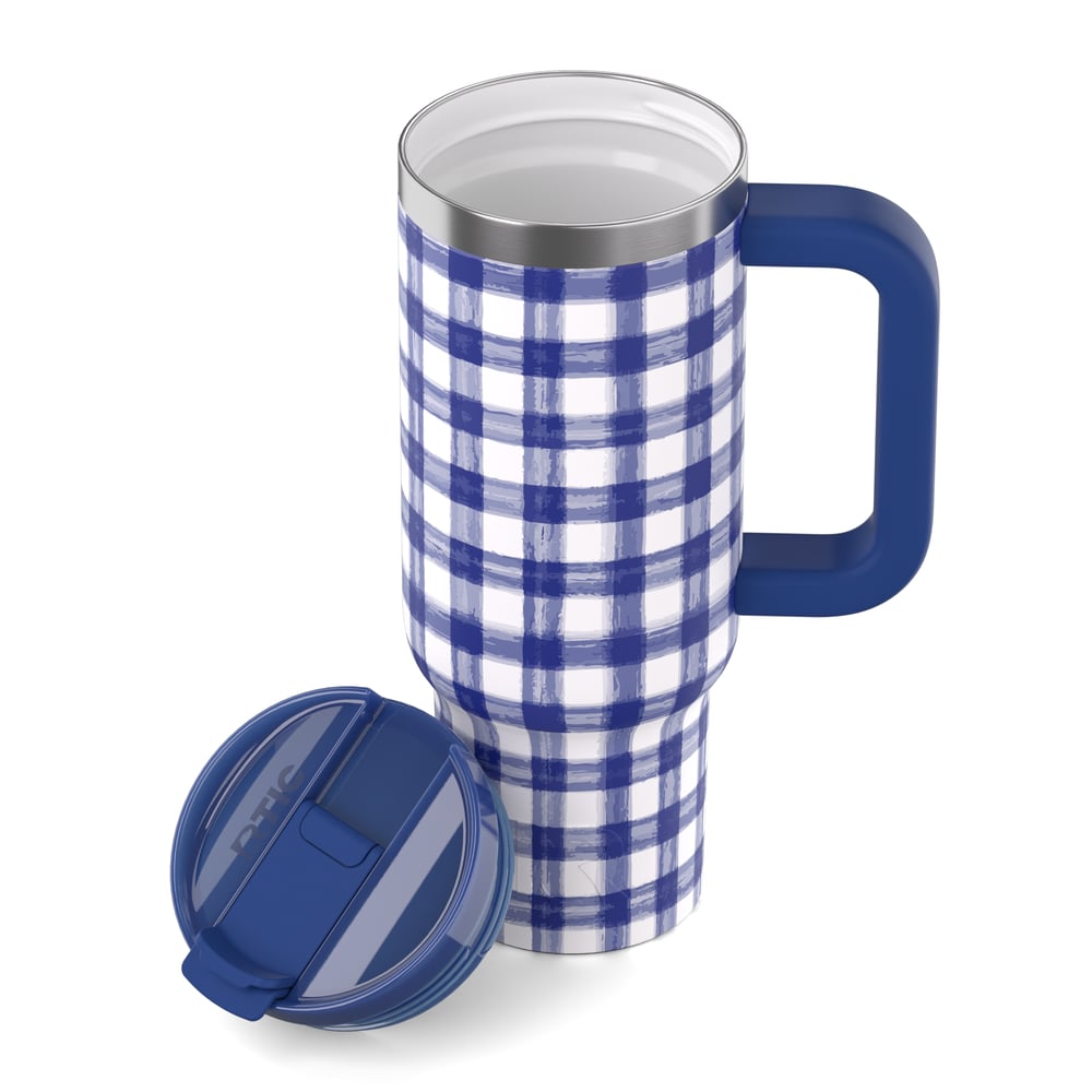 RTIC For Outdoor Road Trip Tumbler - Cobalt Gingham - Image 4